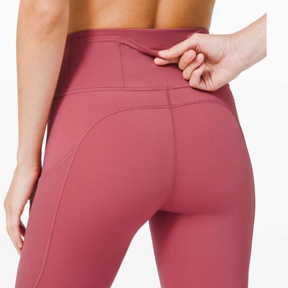 Lululemon Fast Free Crop 19" Cool Non-Reflective Cherry Tint SZ 4 - Picture 5 of 10